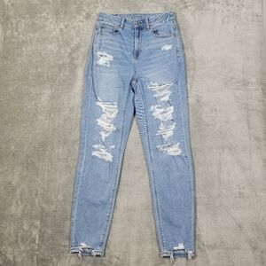 American Eagle Jeans Size 2 Long 26x29 Distressed Holes Womens